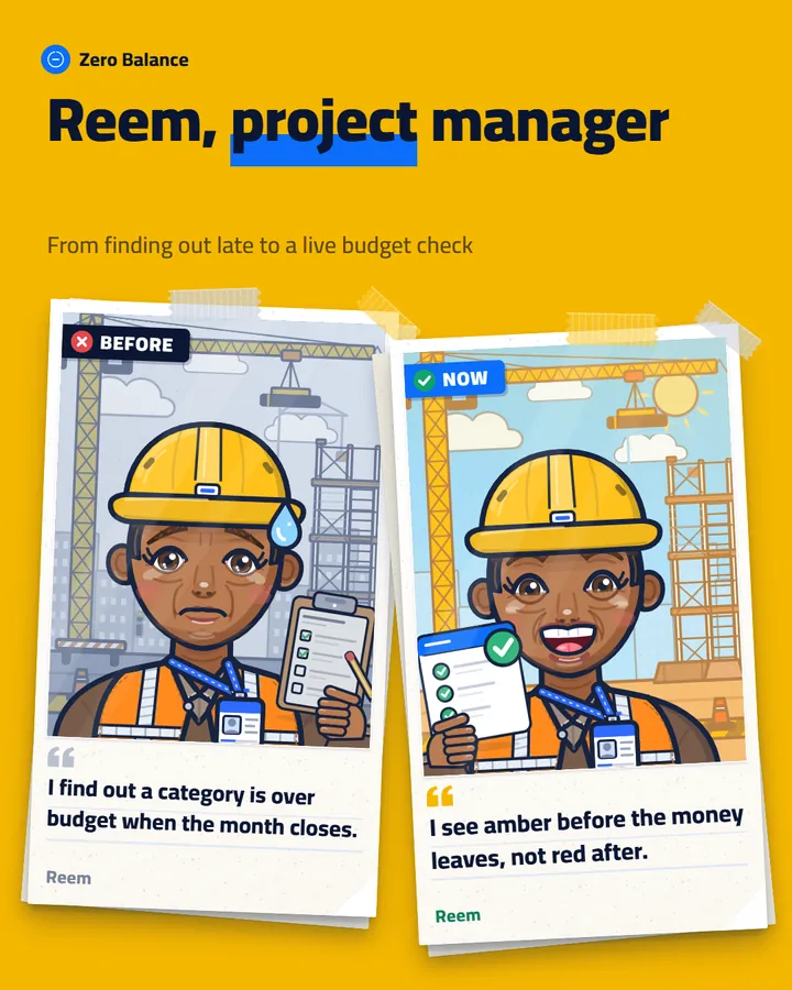Reem, project manager: before and after Zero Balance
