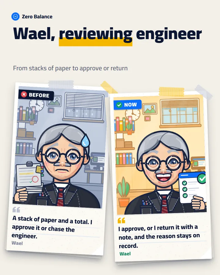 Wael, reviewing engineer: before and after Zero Balance